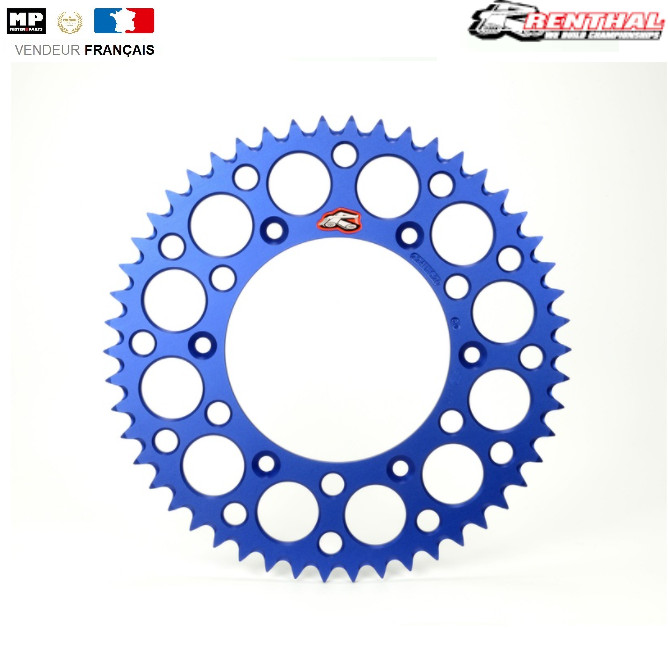 Couronne Renthal YZ 65 en aluminium bleu 47 dents pour moto cross Yamaha 2019-2021
