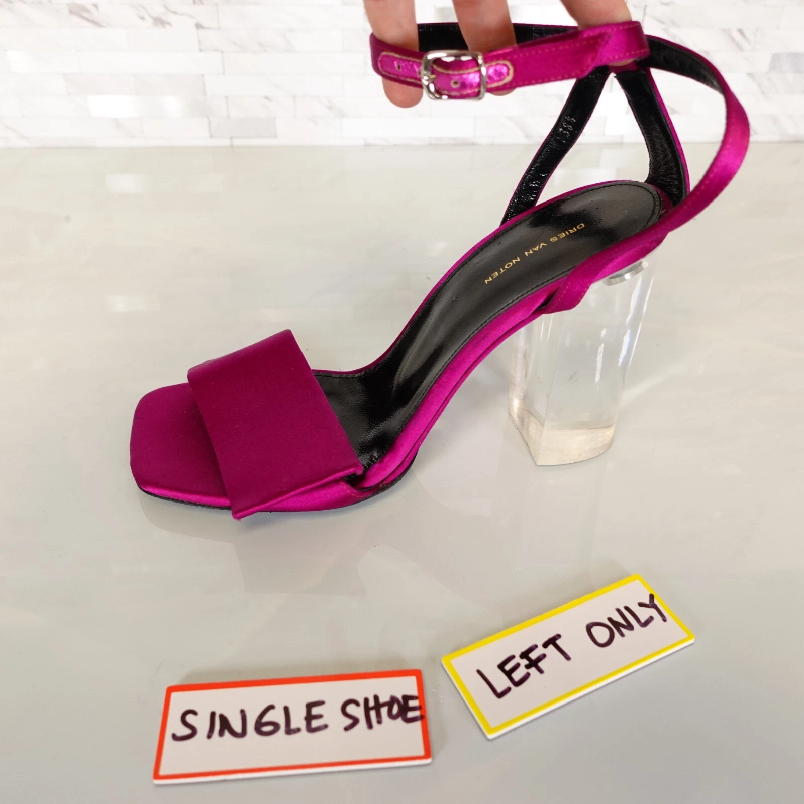 VANS Dries Van Noten sandalo tacco 38 5 SCARPA SINGOLA ricambio amputato sinistro 8 rosa NUOVO