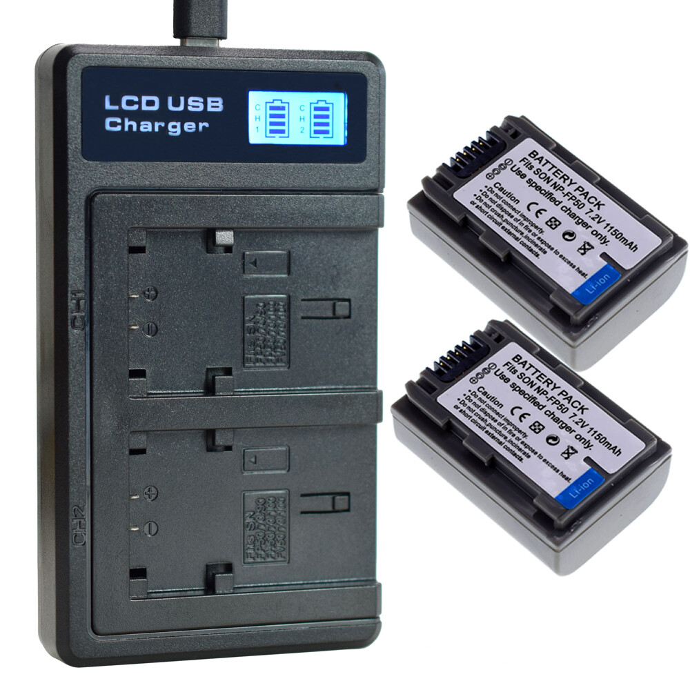 2 Battery for Sony NP-FP50 Handycam DCR-HC21 HC26 DCR-30 DCR