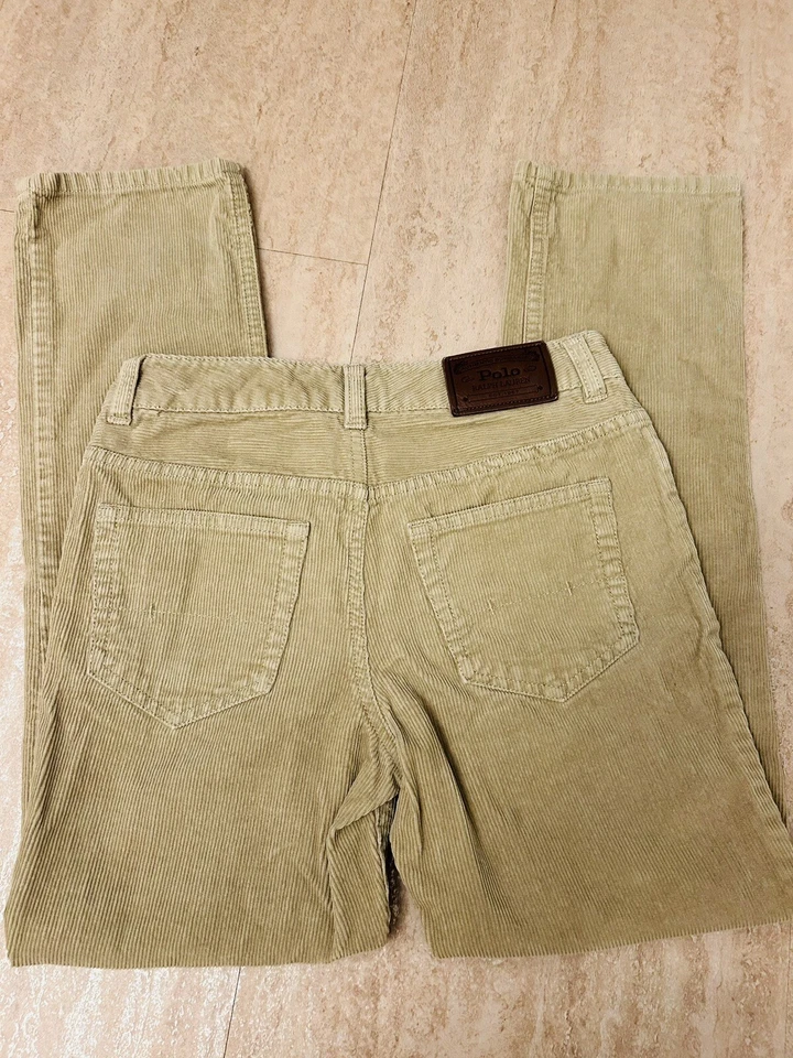 Polo Ralph Lauren Logo Crema Pana Pantalones Cuero Etiqueta Niñas Talla 10 Foto 4 de 4