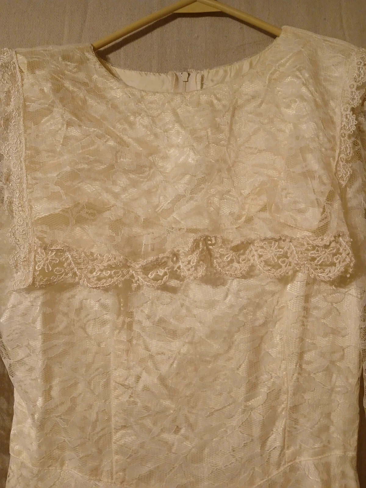 OFF WHITE vecch abitoo bianco sporcoe vintage pic conccia br inzzo pizzoezza lung 51""o lung 13""o