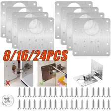 1-24Hinge Repair Plate for Cabinet Door Stainless Steel Hinge Repair Bracket Kit