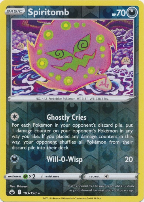 Reverse Holo Spiritomb 103/198 Chilling Reign Rare Pokemon TCG