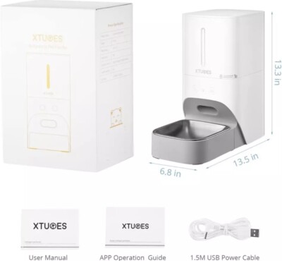 Automatic Cat Feeder 4L Pet Dry Food Dispenser with 2.4G Wifi App Enabled Au...