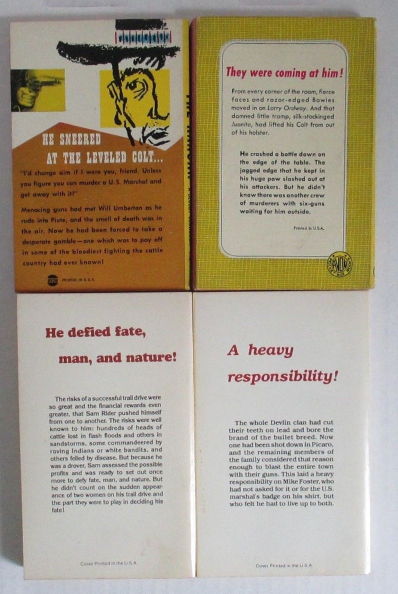 1952/71 Easy Eye Avon Western Lot of 4 paperbacks FN+/VG+ Rigoni ...