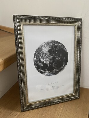 Bild Poster La Lune Mond Rahmen Verziert Shabby Skandi Impressionen 