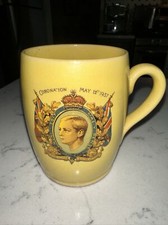 Antique Collectible Yellow Coronation Mug King George VI Royal Family May 1937