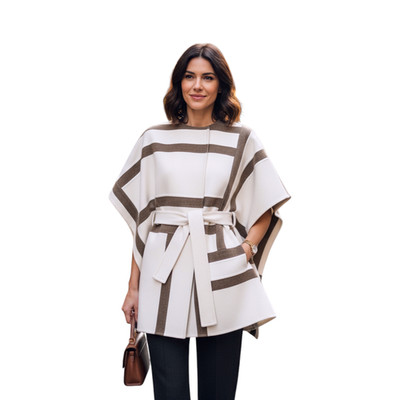 Hermes Gilet Long Inspo Poncho Cachemire Double Blanc Casse size 34 Retail $10K