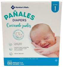 Member's Mark Baby Diapers Size 1 Unisex 88 Ct Hypoallergenic 4-6 kg