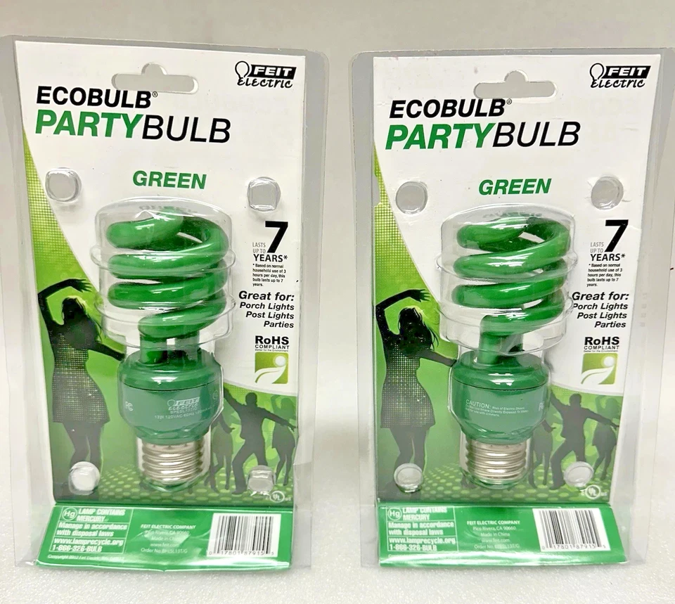 2 bombillas de fiesta de Navidad luz verde 13 vatios (60 vatios de repuesto) 8000 horas Foto 2 de 4