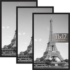 upsimples 11x17 Picture Frame Black 3 Pack, Scratch-Proof 11 x 17 Poster Frames