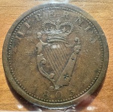 AM2, BR 975, ICCS VF30 1805 Hibernia one penny