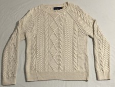 Polo Ralph Lauren Men's Ivory Cotton Cable-Knit Pullover Sweater Size M