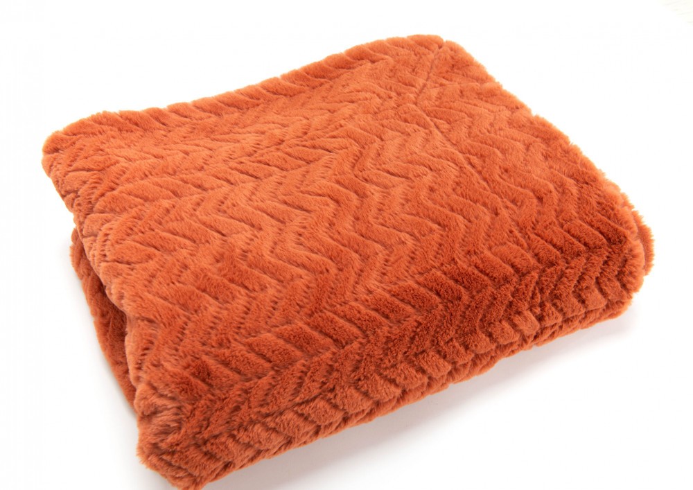 Plaid chevron orange 130x170 cm pour cocooning au salon en hiver
