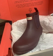 Hunter Original Chelsea Men's Rubber Rain Boot Ruseka Brown Sz 11