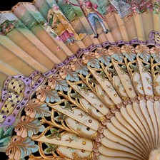 Fine Antique 19th Museum Quality French Hand Fan Carved Sticks with Flowers