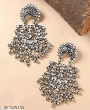 Antique Silver Oxidized Earrings Indian Festival Jewellery For Girls Wear Style