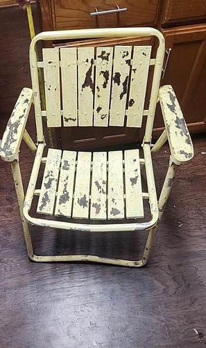 VTG  6 Slat Aluminum Folding Lawn Chair Mid Century Wide REPAINTED