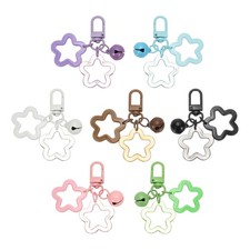 7 Pcs Candy Color Pentagram Keychain, Green/Black/Pink/Blue/White/Purple/Brown