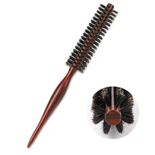 Small Boar Bristle Round Brush for Blow Drying, Styling Boar Bristle & Rat Tail