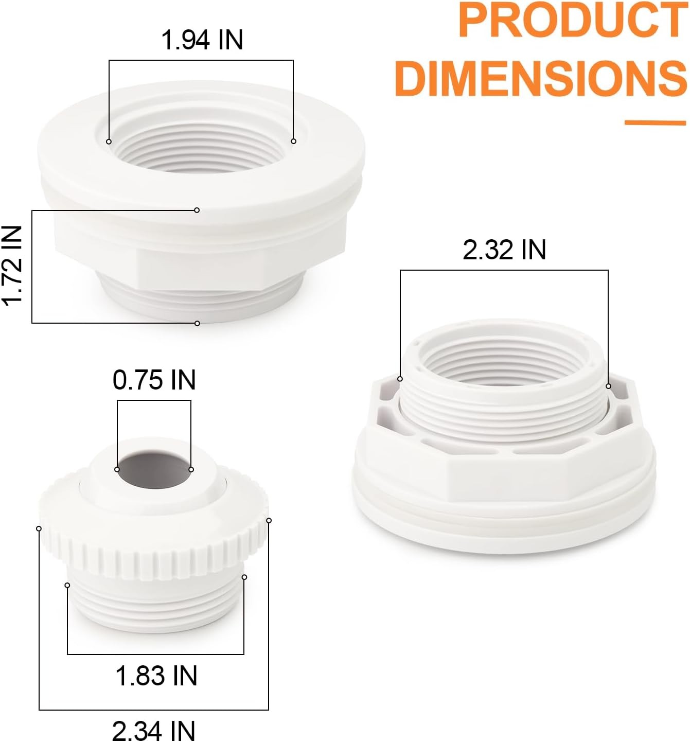 GASHER 2Pcs SP1023 Pool Inlet Return Fitting, 1-1/2" Above Ground 1-1/2 