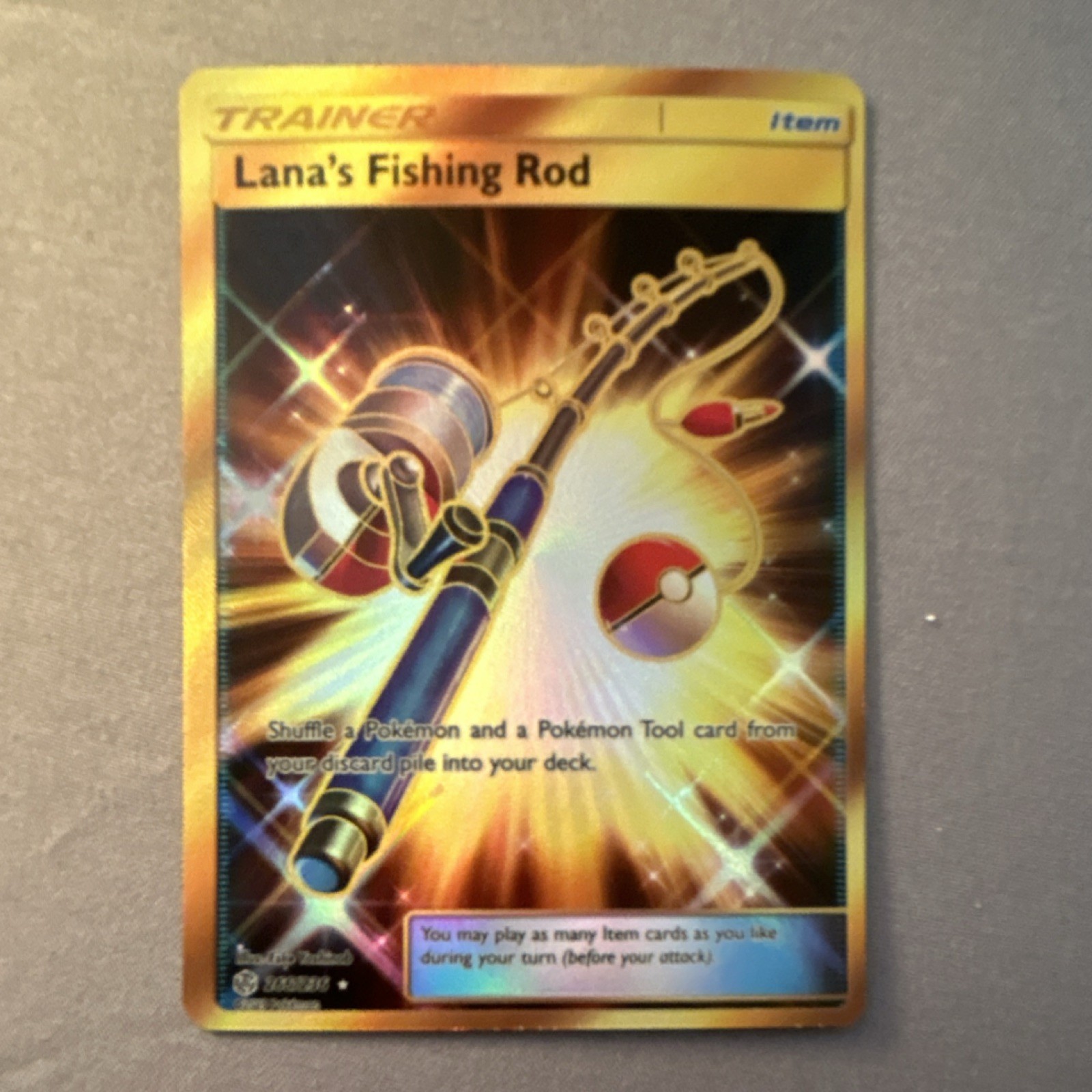 Pokémon Lana's Fishing Rod Secret Rare Holo Trainer 266/236 Sm-Cosmic Eclipse
