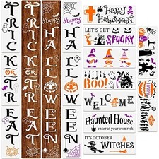 15 Pcs Halloween Stencils Reusable, Pumpkin Ghost Porch Templates