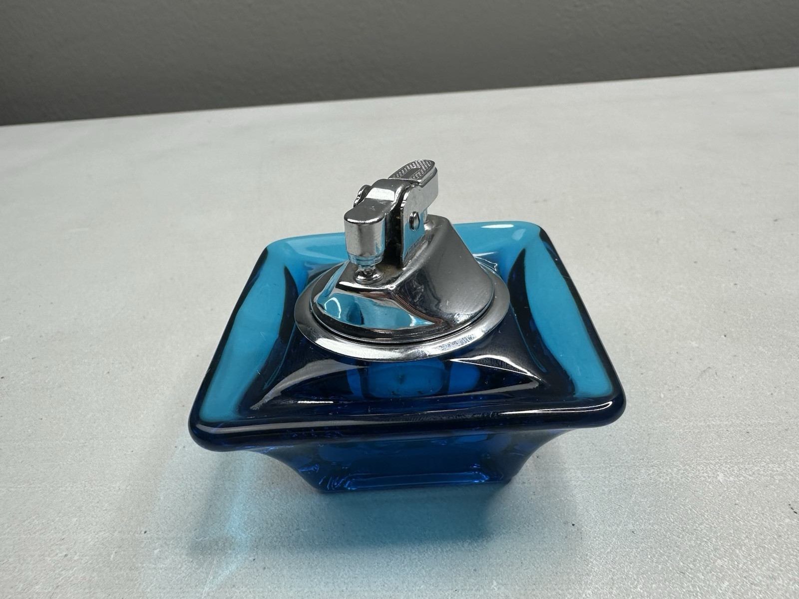 Vintage MCM Viking Blunique Small Square Table Lighter from Stacking Set 2.5in