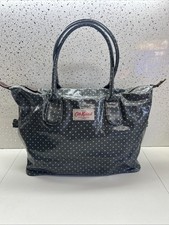 Cath Kidson Handbag Mini Dot Oilcloth Polka Dots Waxed Cotton Bag - Blue / Grey.