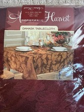Autumn Harvest Damask Tablecloth 60" x 144" Oblong Burgundy Wine NEW