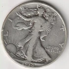BETTER DATE 1938-D WALKING LIBERTY HALF DOLLAR F