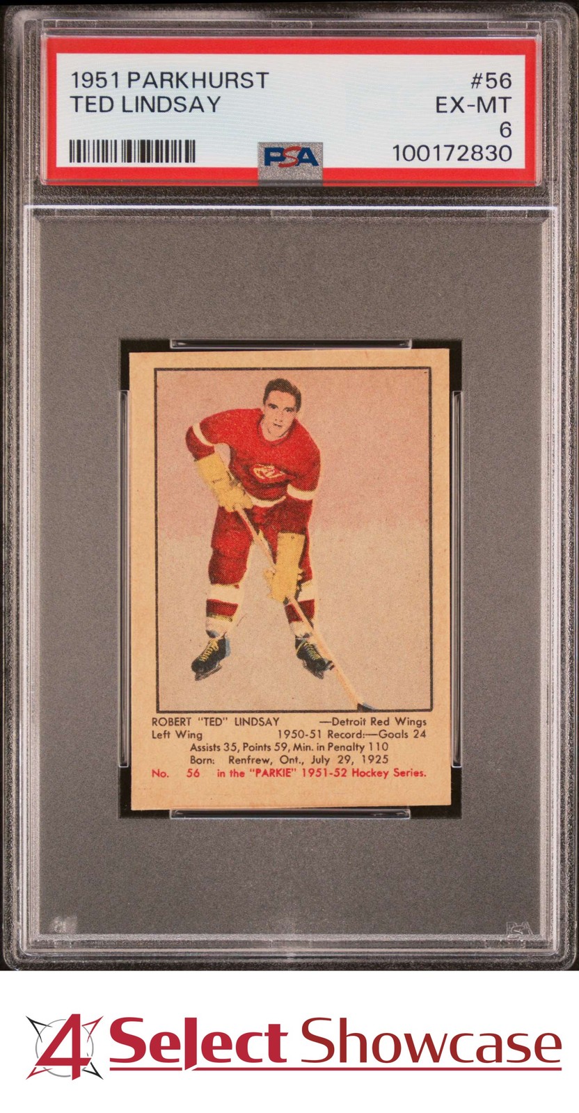 1951 PARKHURST #56 TED LINDSAY RC HOF PSA 6