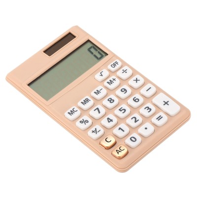 Desktop Calculator, 8 Digit LCD Display Battery Power Calculator, Brown