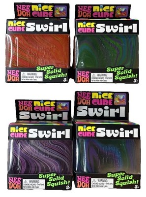 Needoh Nice Cube Swirl Best Squishy Toy - Purple Green Orange Blue LOT OF 4!