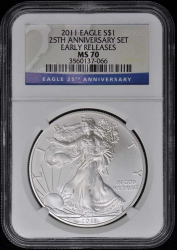 2011-P 5-Coin 25TH ANNIVERSARY Silver Eagle Set $1 NGC PR70