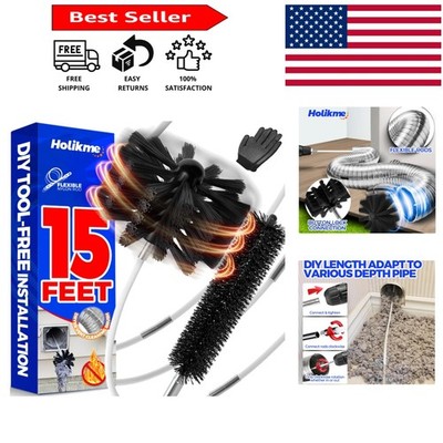 Ultimate 15 Feet Lint Removal Kit - Synthetic Brush for Dryer Efficiency