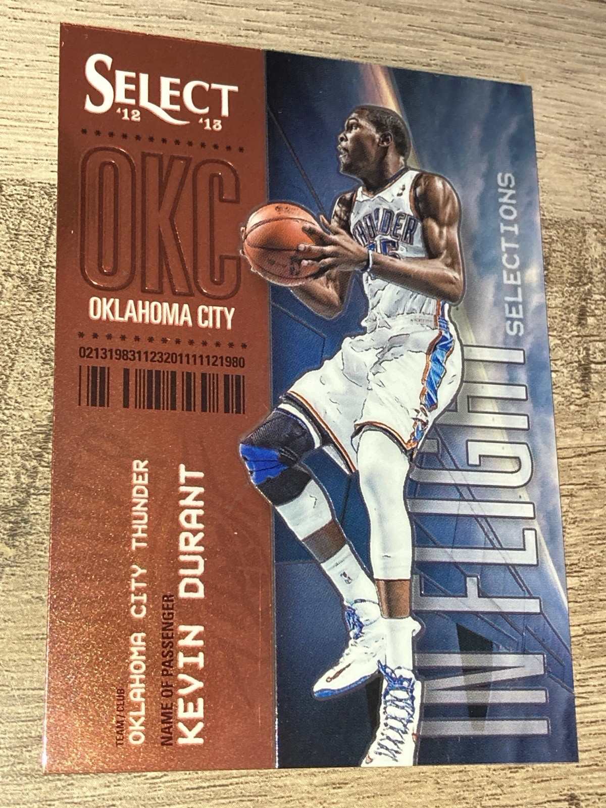 E1413 2012-13 Panini Select In Flight Selections Kevin Durant #20 OKC Rockets