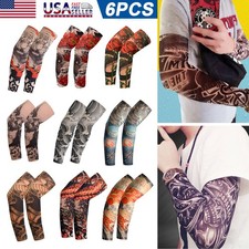 6PCS Tattoo Cooling Arm Sleeves Cover Basketball Golf Sport UV Sun Protection