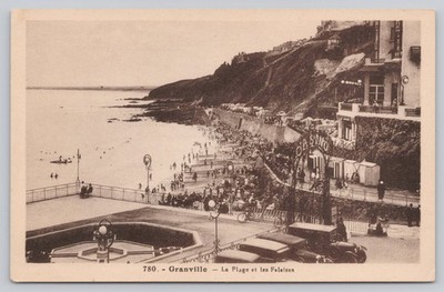 Granville France Vintage Postcard La Plage et les Falaises Scenic View