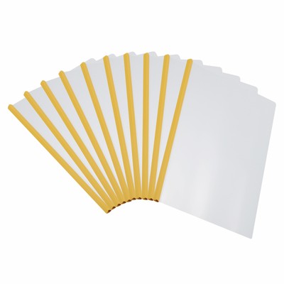 10Pcs Clear Report Covers with Sliding Bar,  10mm 75 Sheets Capacity Yellow