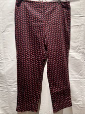 Talbots Women  s Black Red Heritage Pants Side Zip Ladybug Print Size 14