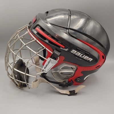 Bauer BHH9900 Black Red Hockey Helmet Medium w/ Face Cage Mission Chicago AAA