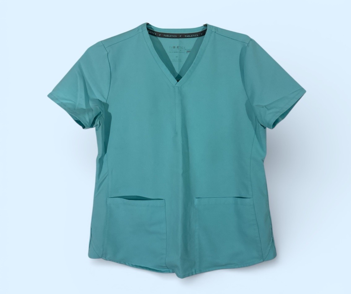 Fabletics Scrub Top Method Womens MEDIUM Seafoam … - image 1