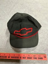 Vintage 80's/90's Black Team Chevy Red Rope Strapback Adjustable Hat Made in USA