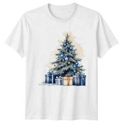 Weihnachtsbaum Geschenke Feiertage Herren T-Shirt Damen Tee Festlich Grafik Top