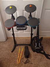 Guitar Hero Warriors of Rock Super Bundle Nintendo Wii Drums Guitar Pedal Works