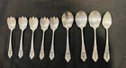 9 Pc Wallace Rose Point Sterling Silver 5 Ice Cream 3 Cream Soup 1 Coffee Spoon