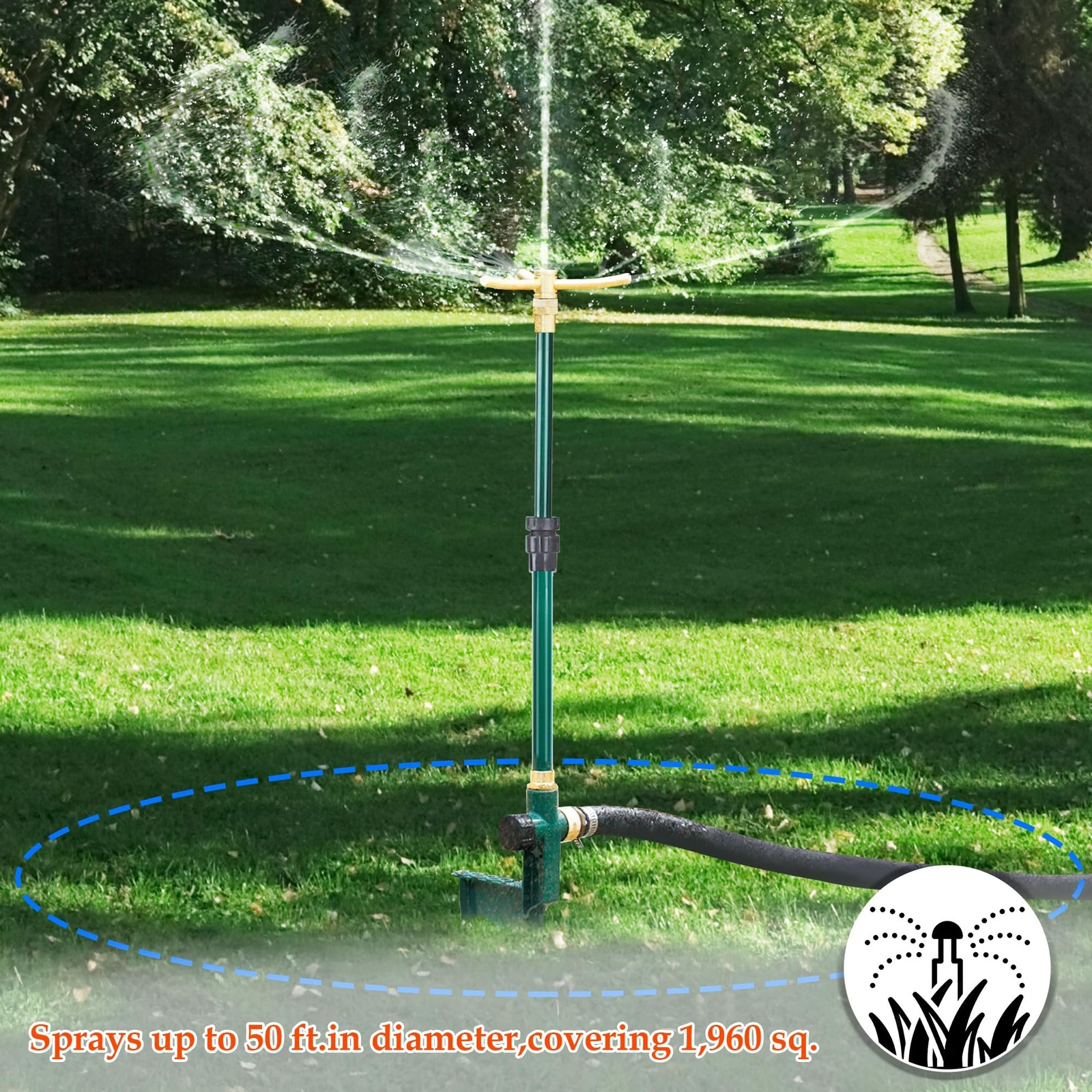 3-Arm Garden Sprinkler, High-Rise Lawn Sprinkler, 360 Degree Rotation Garden ...