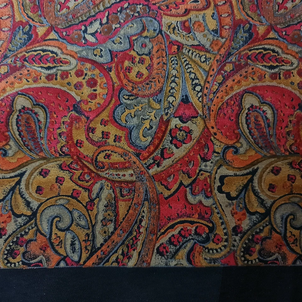 BUFANDA CABALLERO ITALIA VINTAGE AUTÉNTICA PAISLEY ARTE AZUL ROJO SEDA LARGA DOBLE HOMBRE Foto 3 de 4