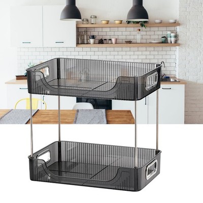 Grey Desktop Organizer 2 Tier Ample Space Modern Storage Rack Shelves For Office